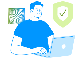 Illustration with a person on computer